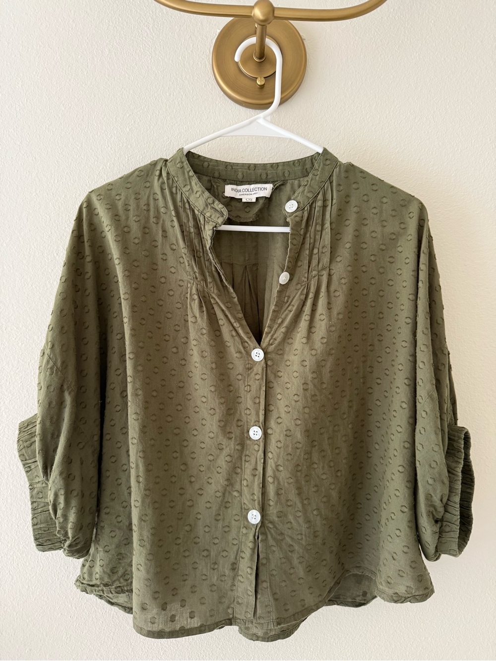 Emerson Fry Olive Dolman Sleeve Button-Front Women's Top